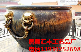 汇丰铜雕厂定做兽头铜缸 招财铜缸