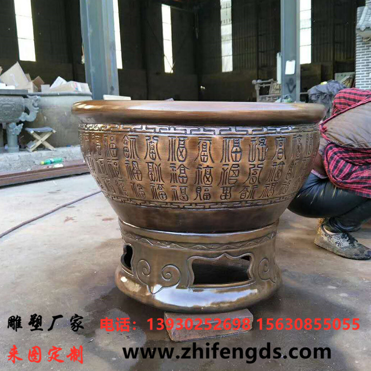 铜缸雕塑 铸造1米铜水缸