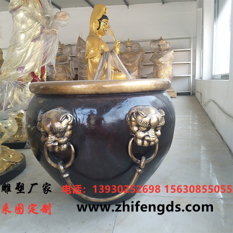 铜雕 大型铜缸雕塑 纯铜大缸加工厂